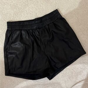 Black faux leather Women's Shorts